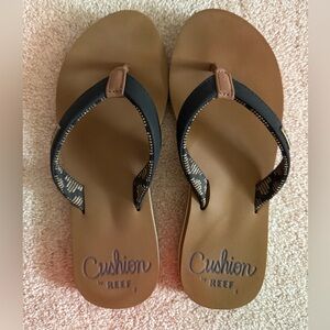 Reef Cushion Black and Tan Flip Flops